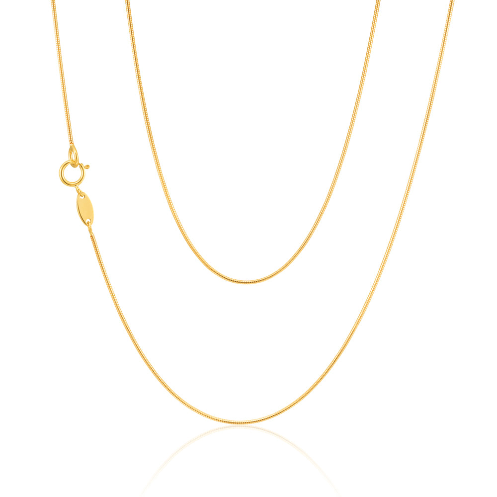 9ct Yellow Gold 45cm Snake Chain Necklace for Women - Dainty & Elegant Jewelry Gift for Her - Perfect for Everyday Wear, Special Occasions & Layering