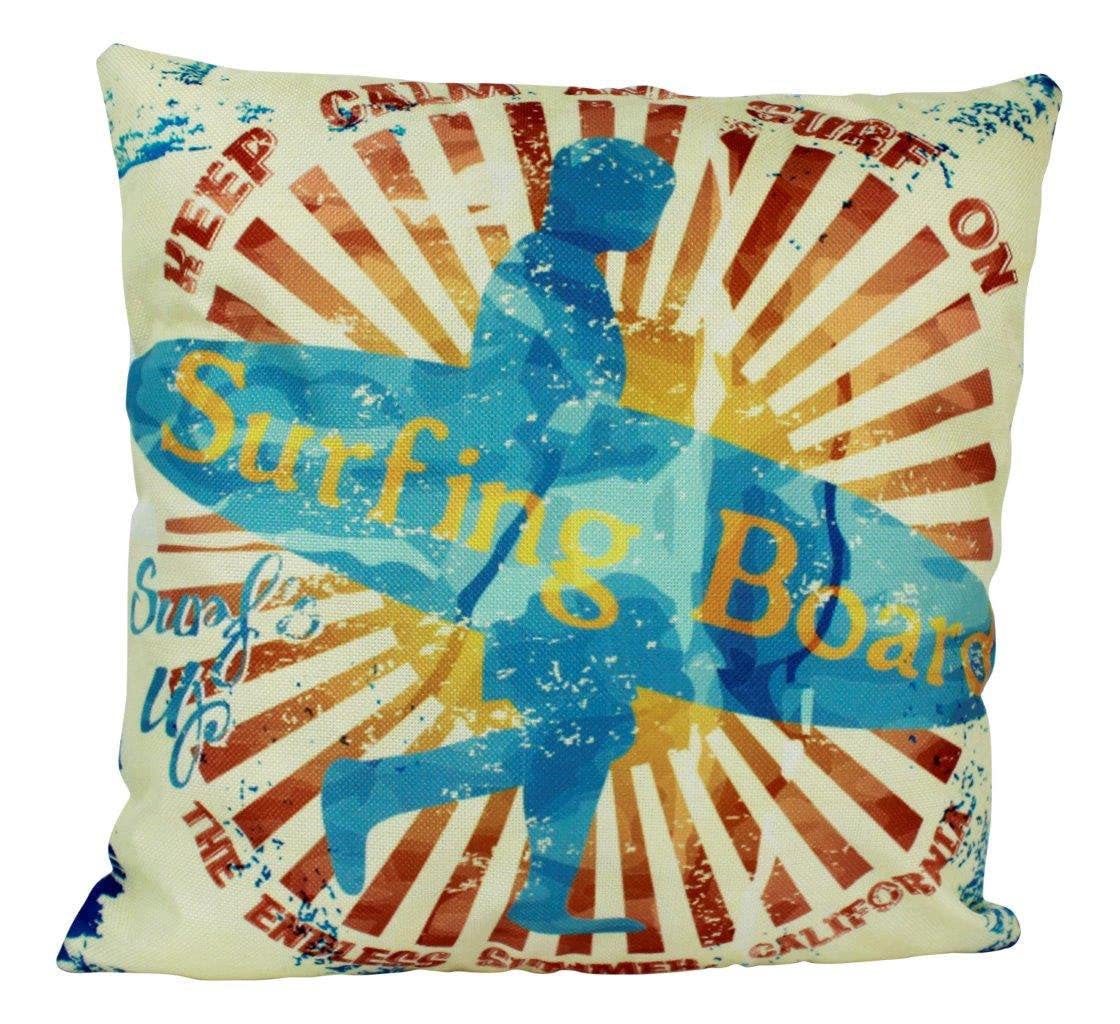 California Surfing Club Throw Pillow Cover - Long Beach California Surf Decor - Perfect Gift for Surfers & Beach Lovers - Home Decor, Living Room, Bedroom, Dorm