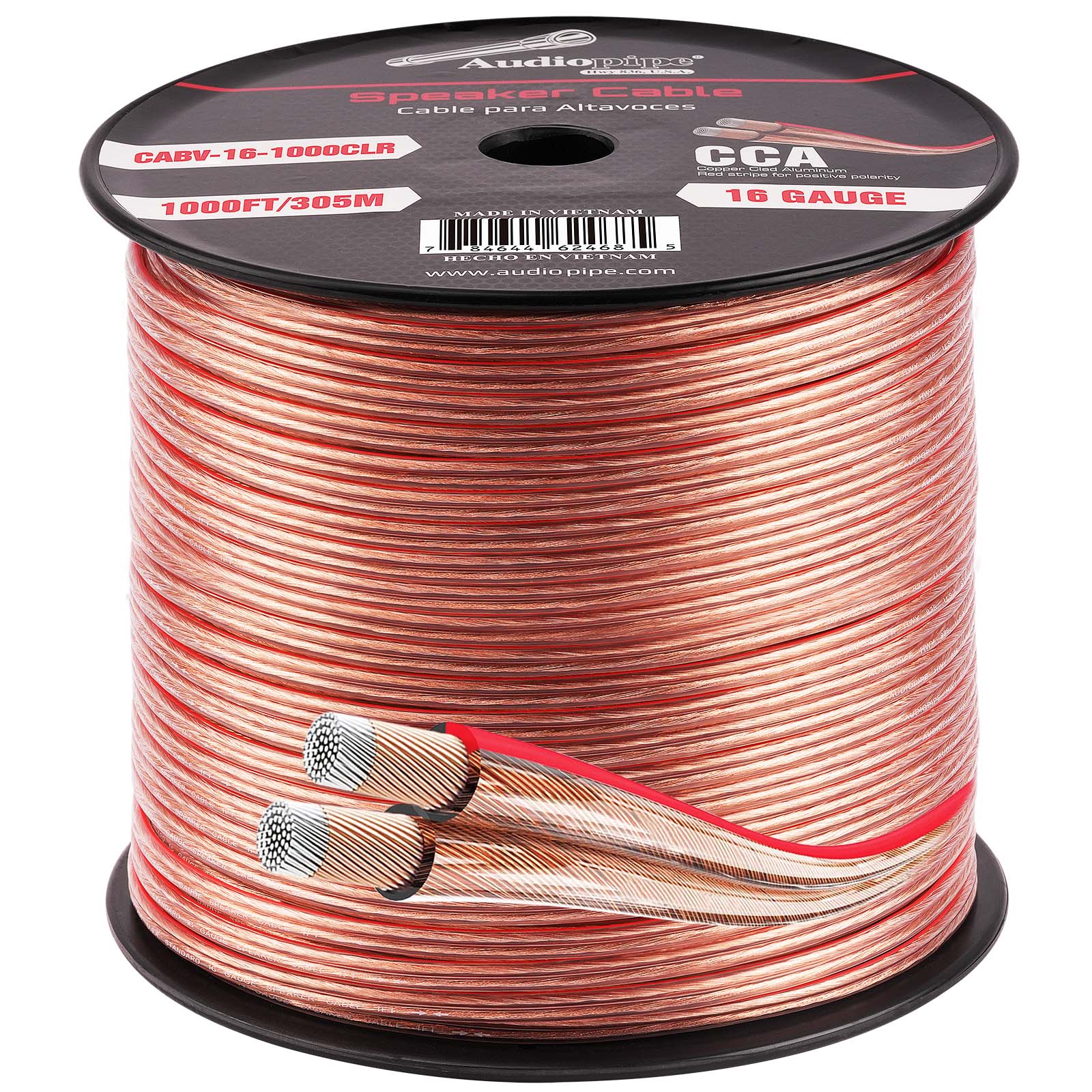 16AWG 1000FT Speaker Wire - High Performance Clear Audio Cable for Home Theater, Studio & Outdoor PA Systems (CABV 16 1000CLR)