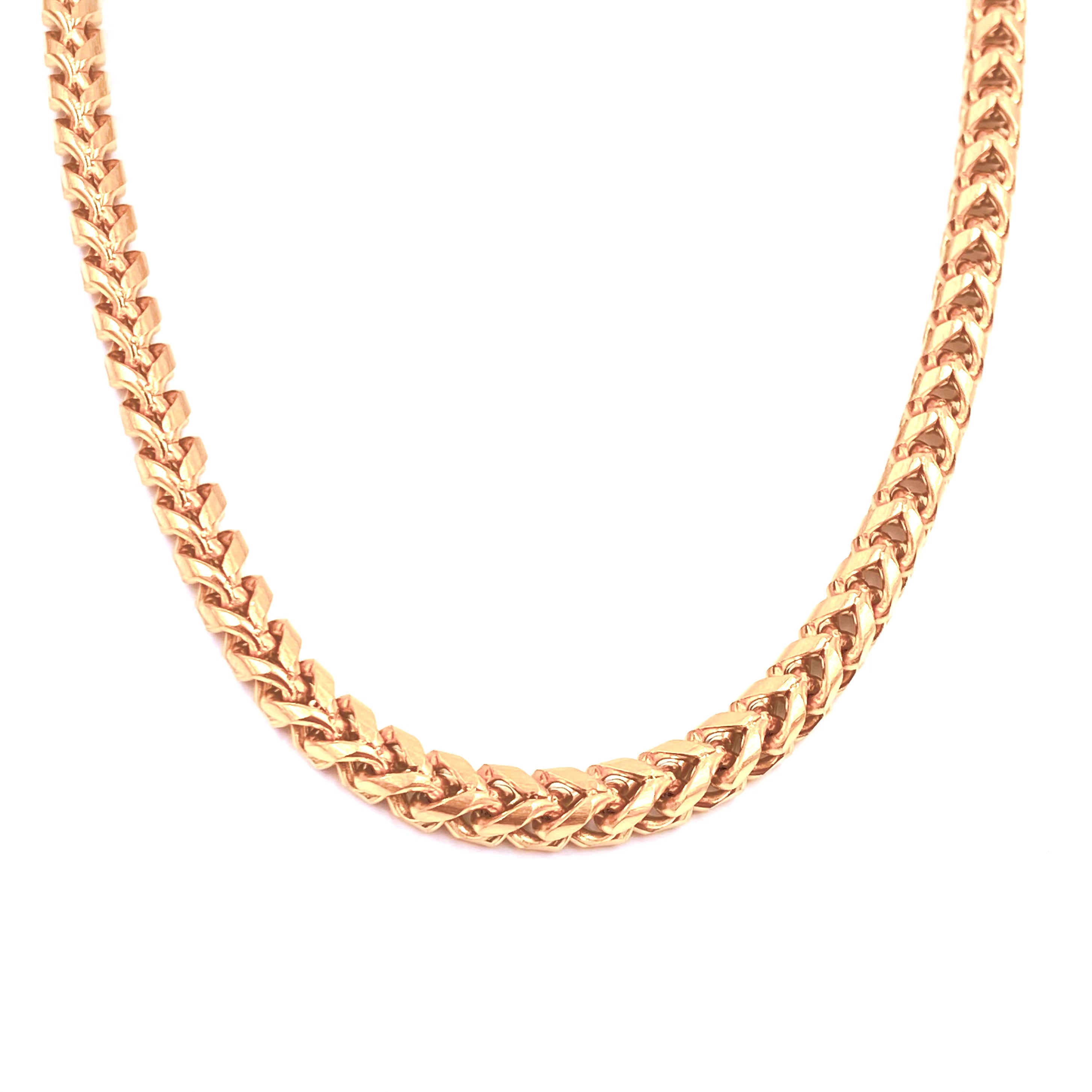 Premium Ashley Gold Stainless Steel Wheat Chain Necklace for Men - 18K Gold Plated Durable Jewelry Gift for Everyday Wear & Special Occasions
