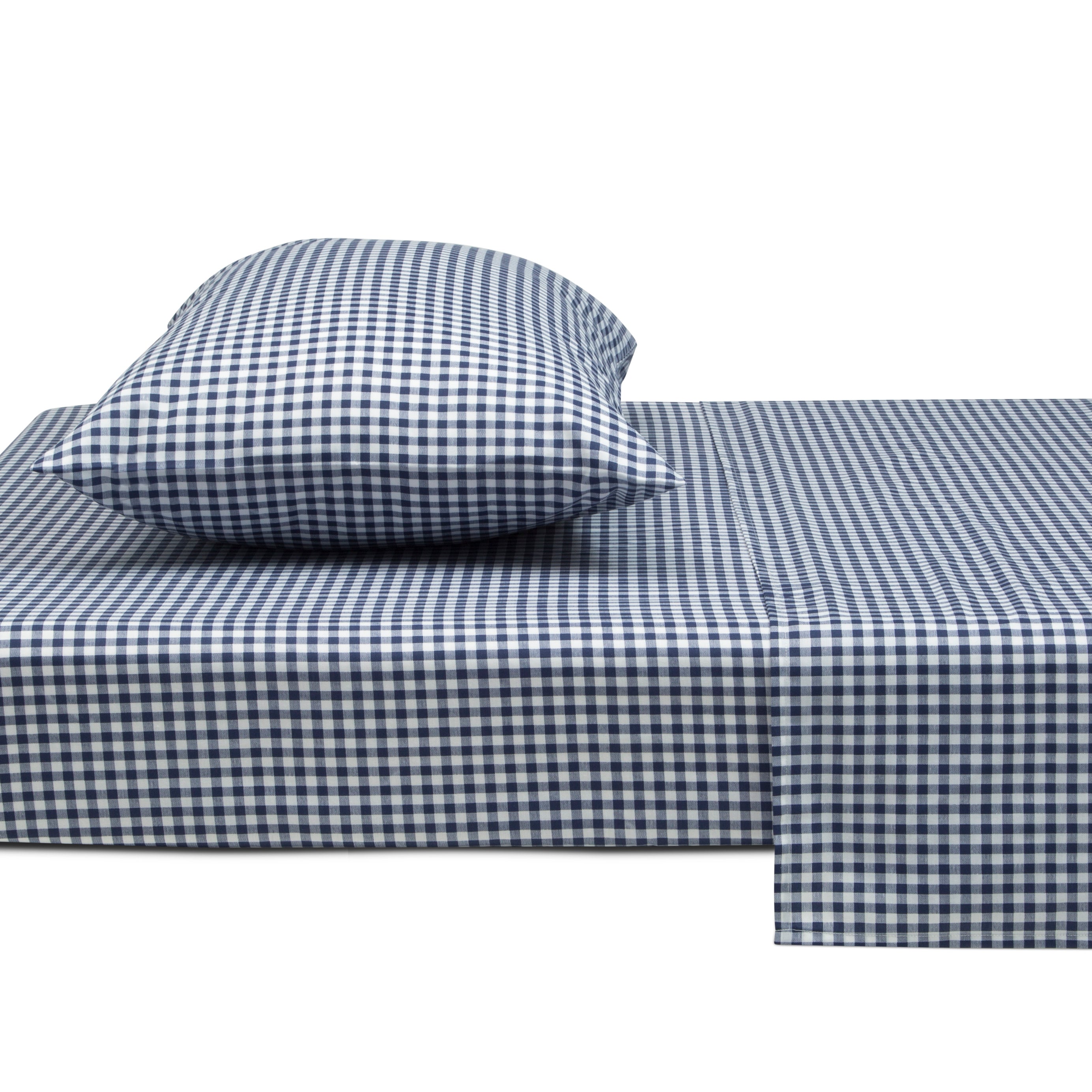 Navy Gingham 3-Piece Twin Sheet Set - Soft 100% Cotton Bedding for Kids & Teens - Perfect for Dorm Rooms, Guest Beds & Cozy Bedrooms