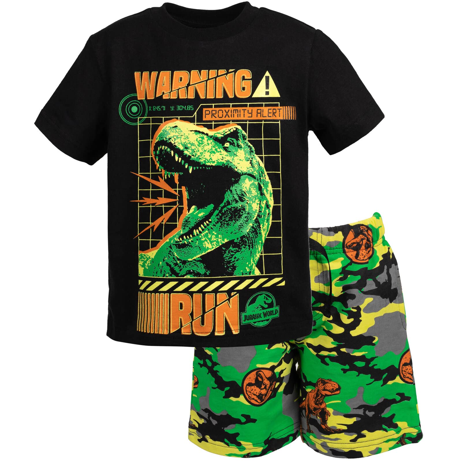 Jurassic World Dinosaur T-Shirt & French Terry Shorts Outfit Set for Toddler to Big Kid - Comfortable Playwear for Boys & Girls, Perfect for School, Playdates & Outdoor Adventures