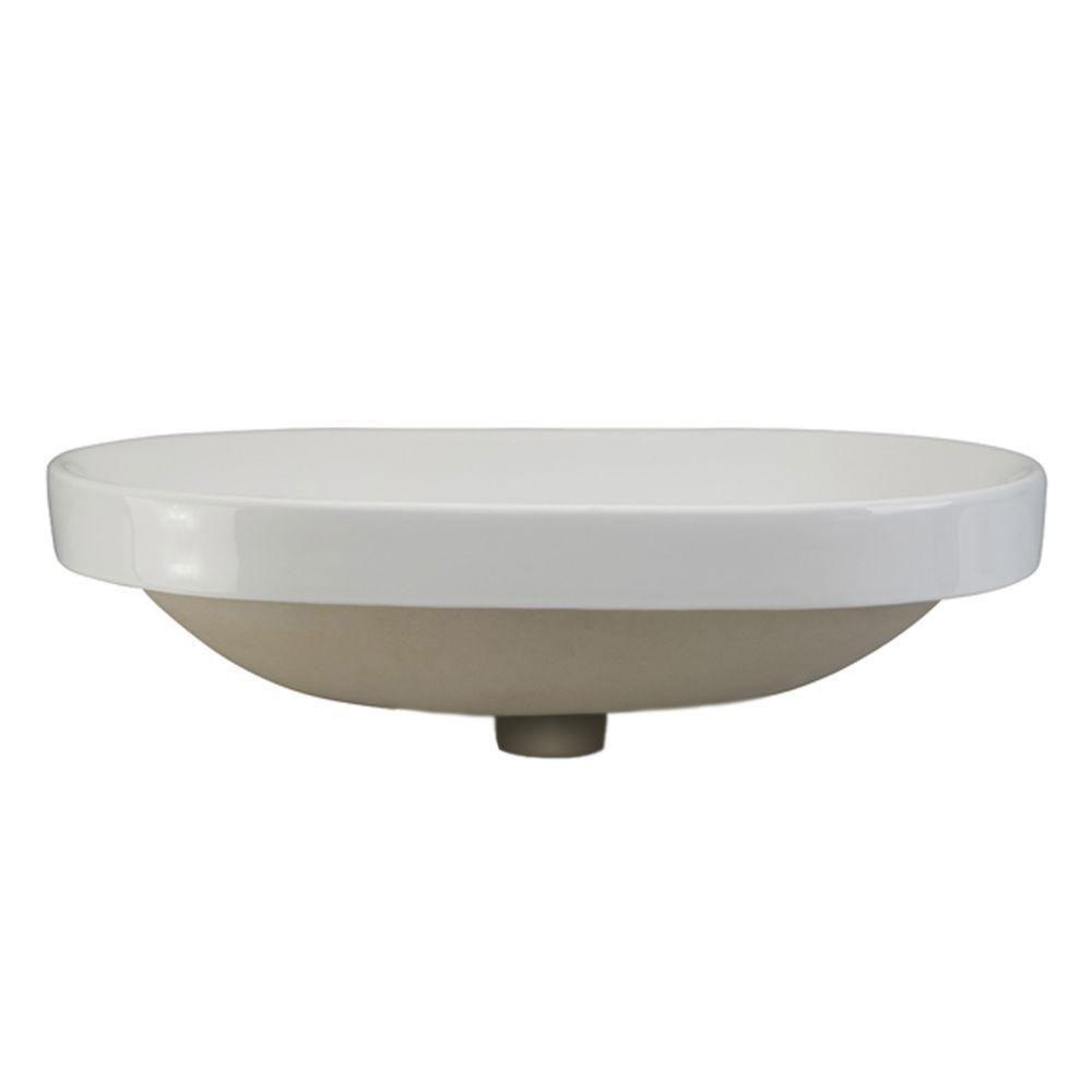 Decolav Semi-Recessed Oval Bathroom Sink - Classic White Porcelain Vanity Sink for Modern Bathrooms | Perfect for Powder Rooms, Guest Baths & Master Suites