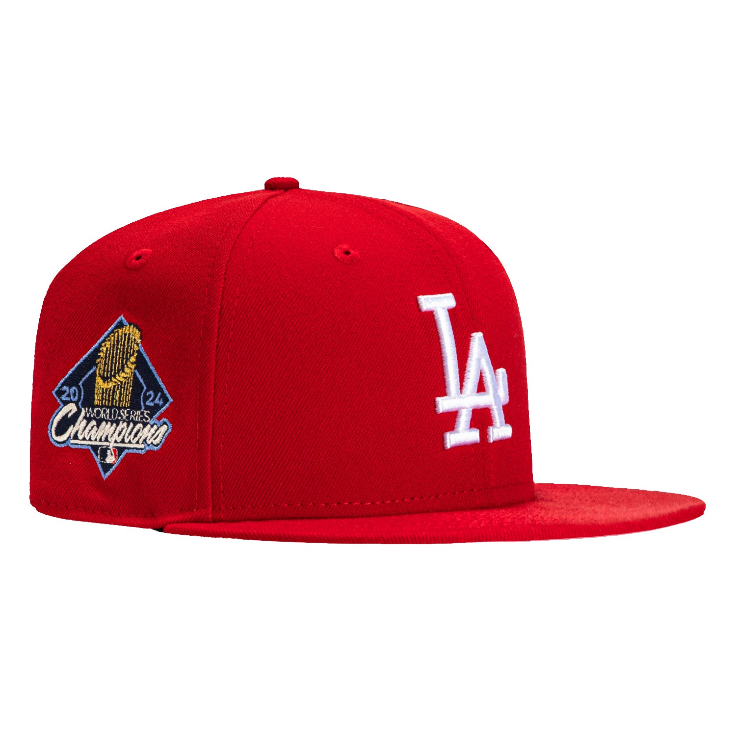 New Era 59Fifty Los Angeles Dodgers 2024 World Series Champions Patch Snapback Hat - Red & White - Official MLB Baseball Cap for Men & Women - Perfect for Games, Fan Gear & Streetwear Fashion