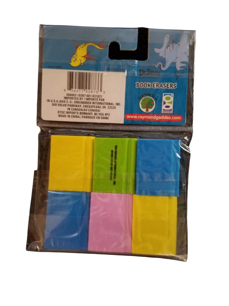 Dr. Seuss Themed Pencil Erasers - 6 Pack Fun Novelty Erasers for Kids, Students & Teachers - Perfect for School Supplies, Classroom Rewards & Party Favors