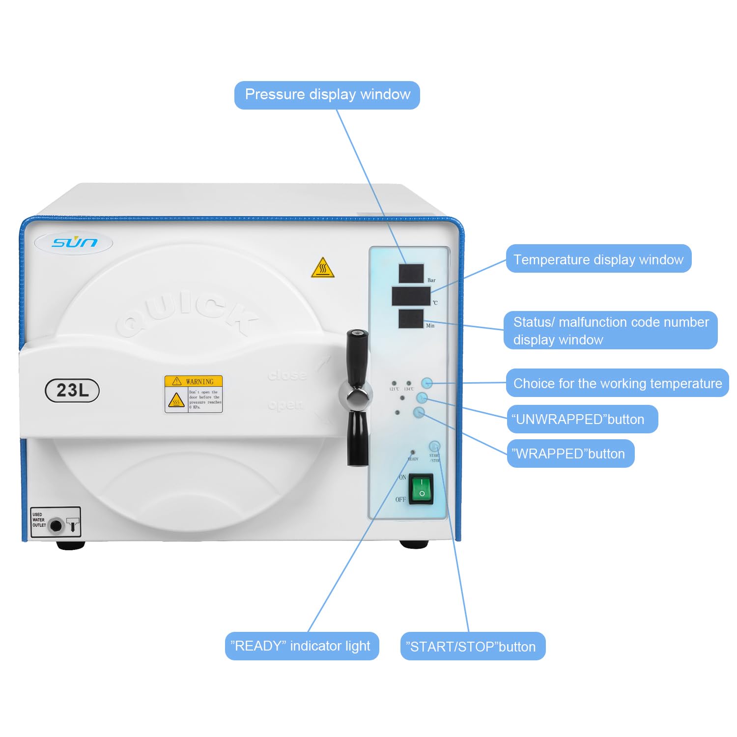 23L Full Automatic Autoclave Vacuum Sterilizer - High Pressure High Temperature Steam Sterilizer (121℃/135℃) with Digital Display & Computer Control for Laboratory Equipment | Perfect for Medical, Dental, and Research Lab Sterilization