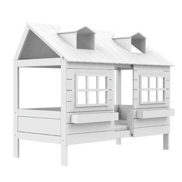 Lake House Style Wooden House Bed Frame 90x200 cm - Perfect for Kids' Bedrooms, Playrooms & Cozy Home Decor
