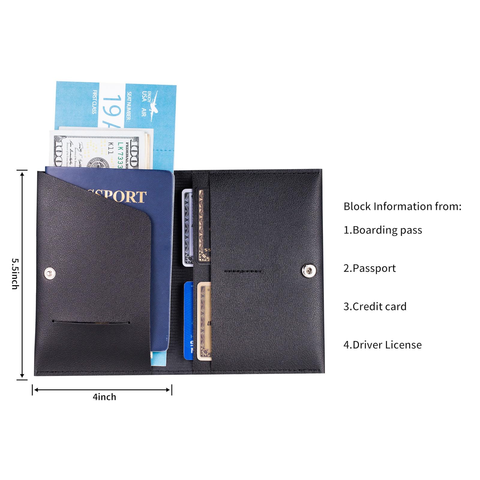 Premium RFID Blocking Passport Holder for Women & Men - Leather Travel Passport Wallet Cover with Multiple Card Slots - Ideal for Family Vacations, Business Trips & International Travel (Pink & Black)