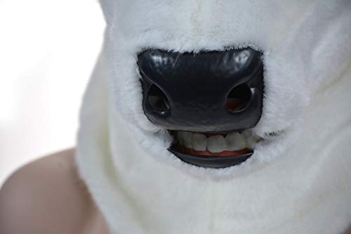 SHENGUS Halloween Party Mask - Realistic Moving Mouth Cow Mask, Furry Animal Costume Accessory for Adults & Kids (Black) - Perfect for Halloween Parties, Cosplay, and Themed Events