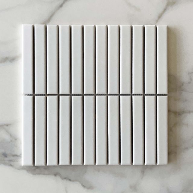 Ava Kit Kat Porcelain Mosaic Tile 300x296mm Satin White Sample - Perfect for Kitchen Backsplash, Bathroom Wall, and Shower Design