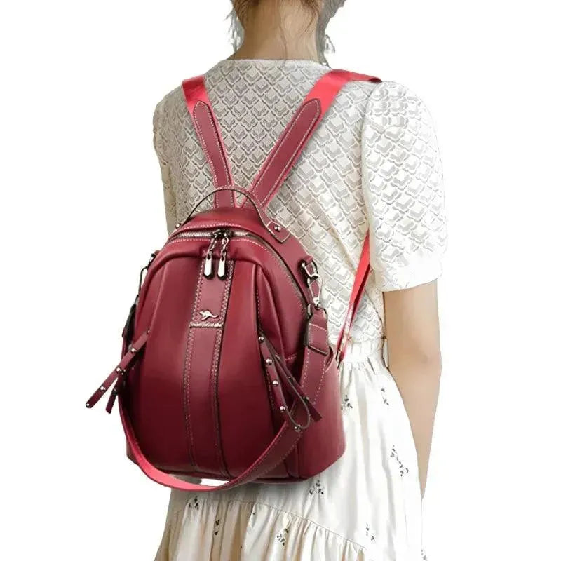 Premium Genuine Leather Women's Backpack Purse - Fashionable & Durable Handbag for Work, Travel & Daily Use