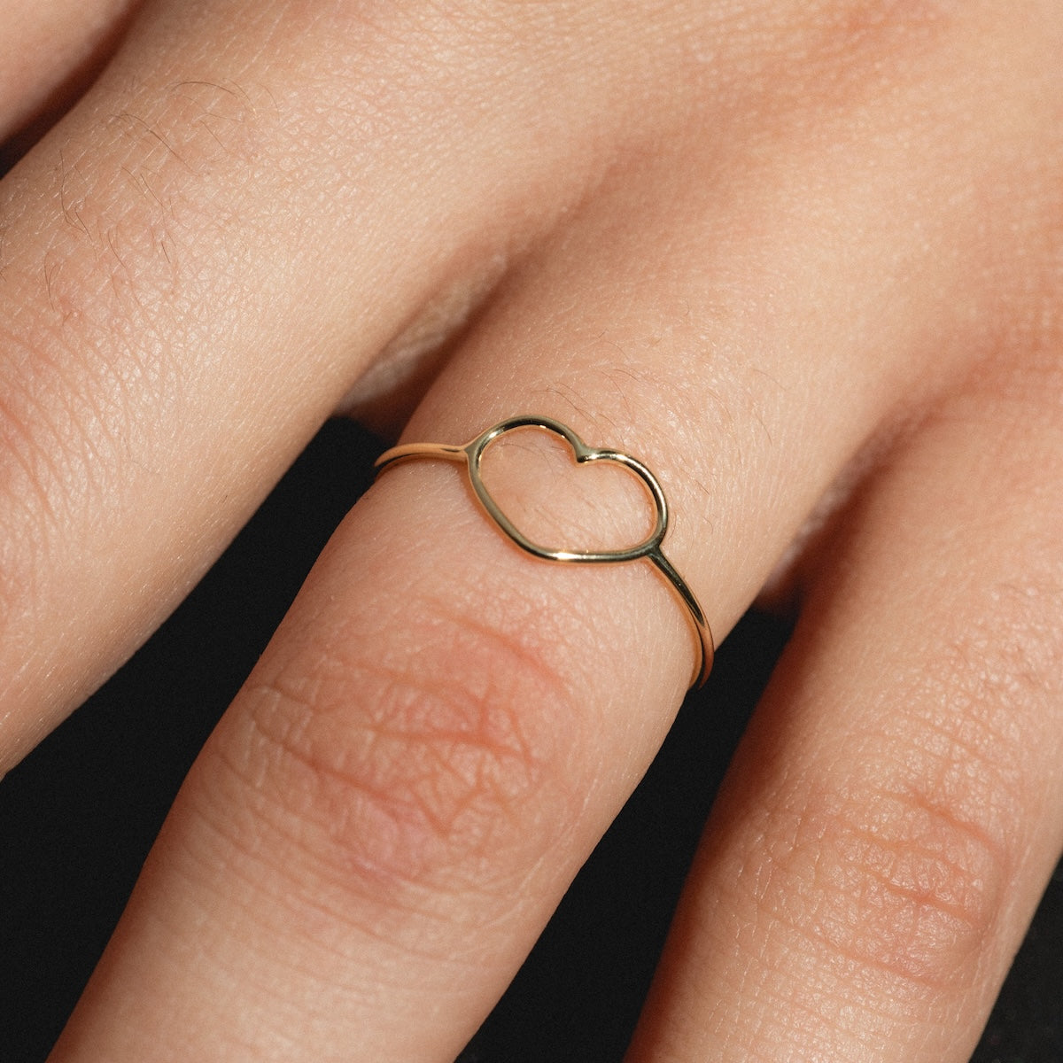Solid Gold Delicate Heart Ring - 14K Yellow Gold Dainty Heart Jewelry for Women - Perfect for Valentine's Day, Anniversary Gifts & Everyday Elegance
