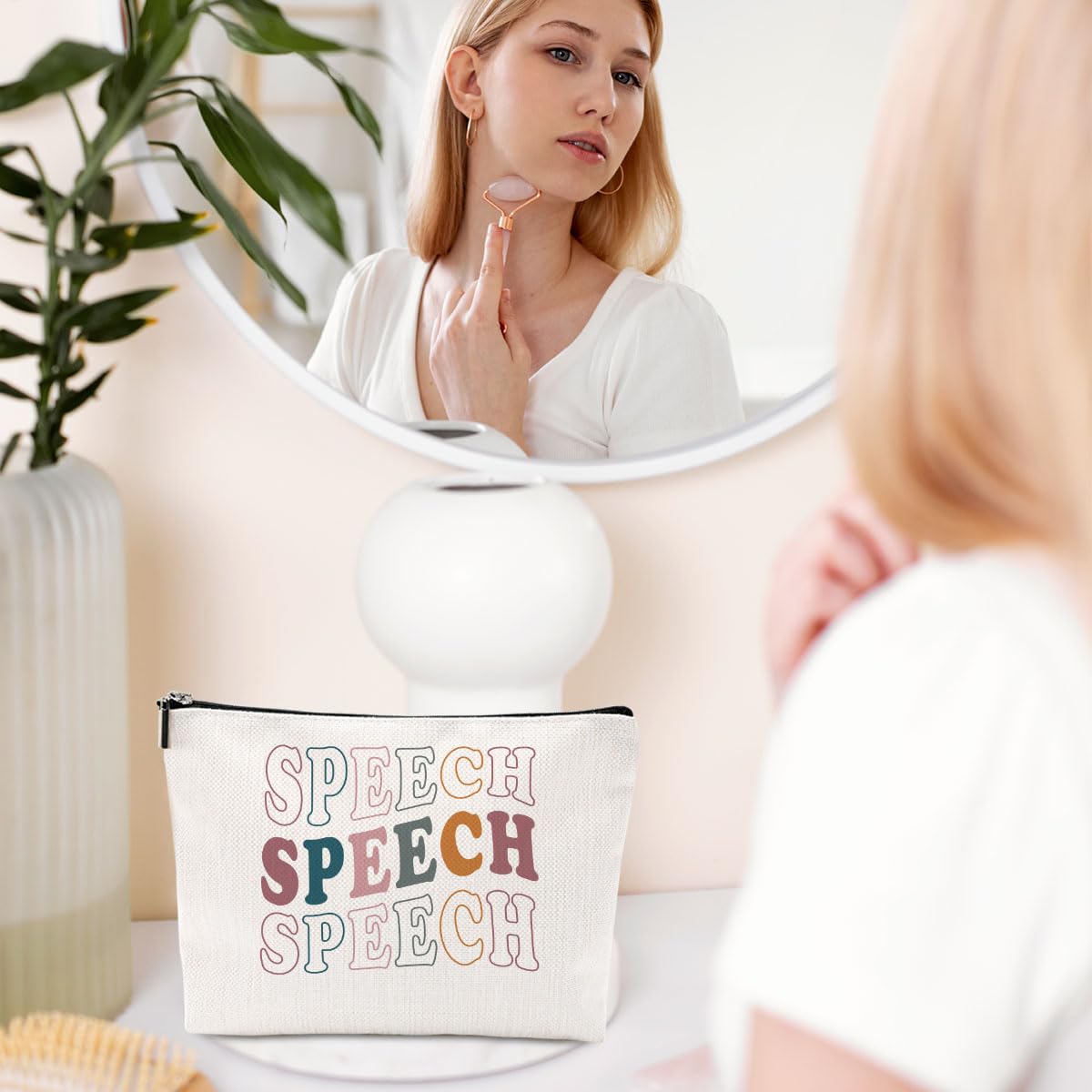 Multicolor Makeup Bag for Travel & Toiletry - Waterproof Zipper Closure Cosmetic Pouch with Stylish Letter Print - Perfect for Women, Men & Unisex Adults - Ideal for Gym, Vacation & Daily Organizer