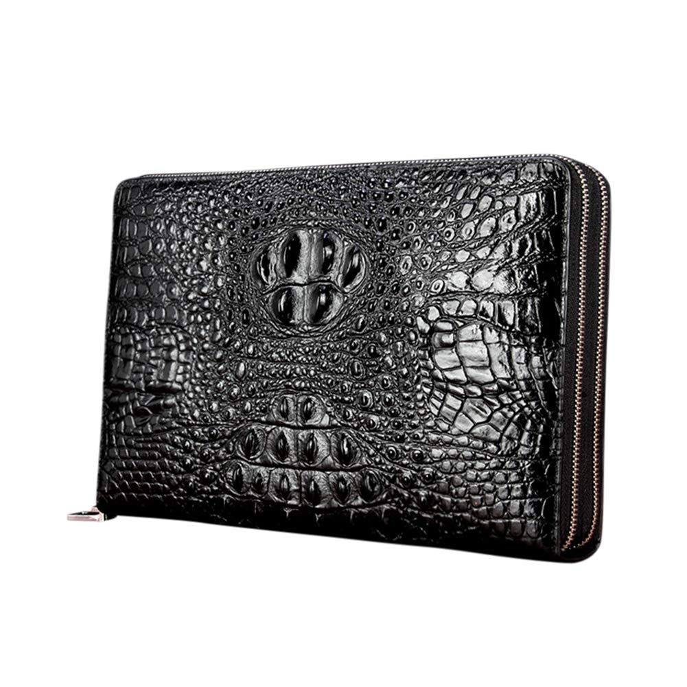Men's Crocodile Pattern Leather Clutch Bag - Large Capacity Business Wallet Purse for Work, Travel & Evening Events