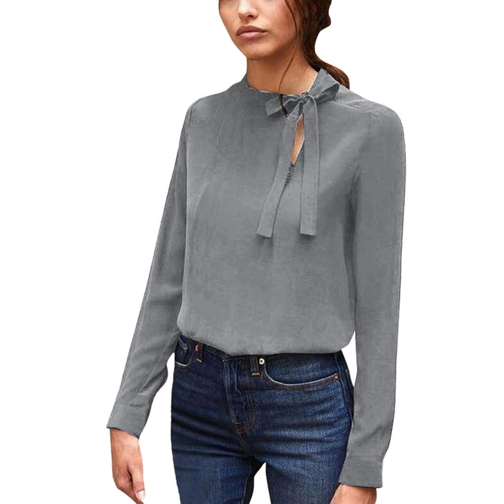 Women's Long Sleeve Solid Color T-Shirt & Blouse with Belt - Loose Fit Summer Top for Casual Wear, Office, and Outings