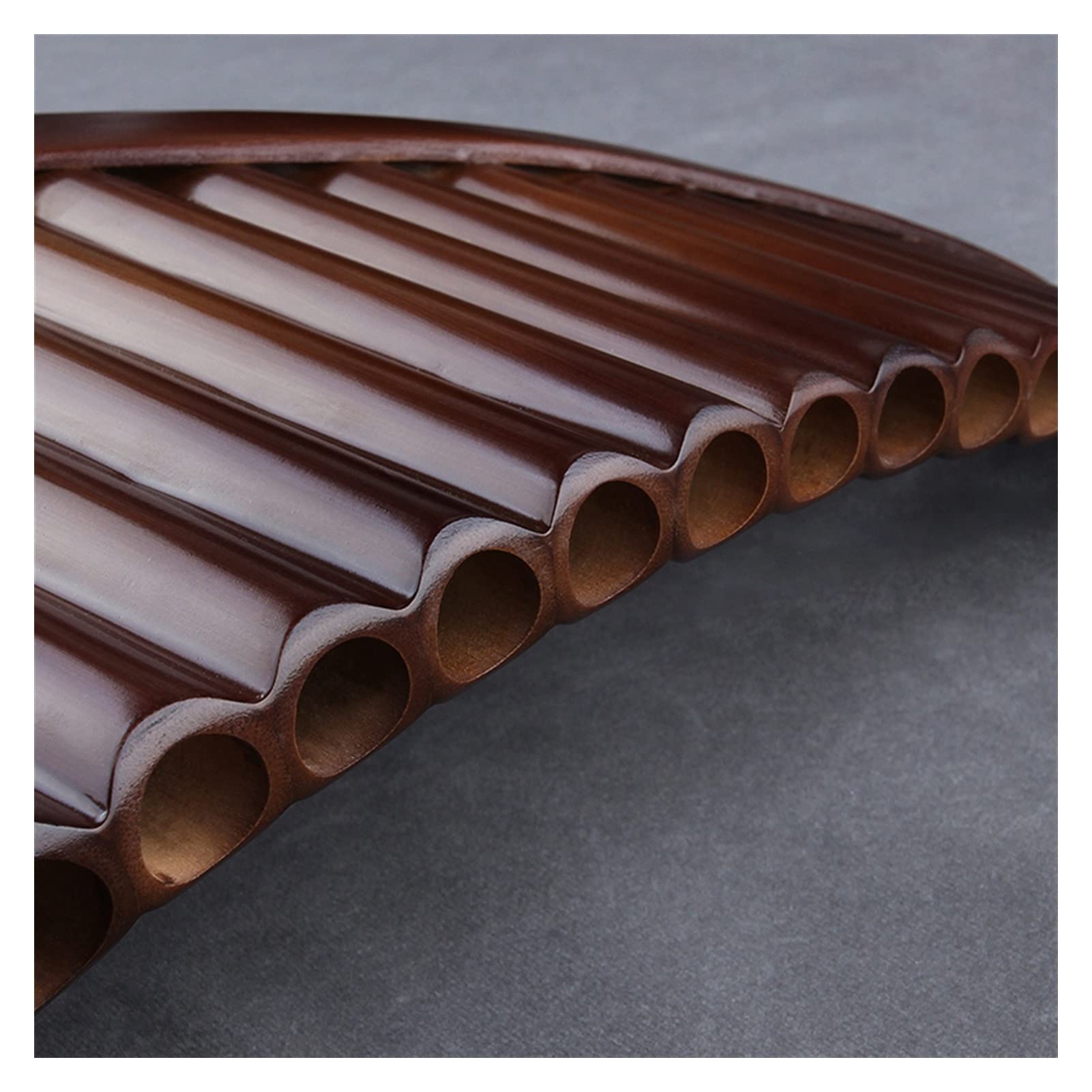 Professional 22-Pipe Pan Flute in C Key - Brown Handmade Folk Woodwind Instrument for Music Performances & Cultural Events