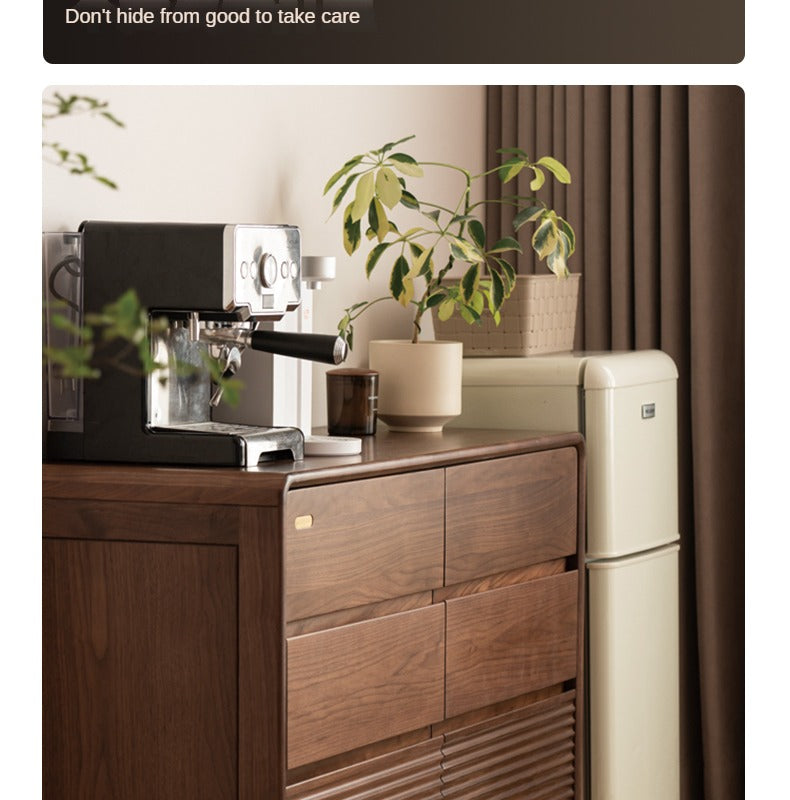 Premium Black Walnut Solid Wood Storage Cabinet with Drawers - Handcrafted Dresser for Bedroom, Living Room & Office Organization
