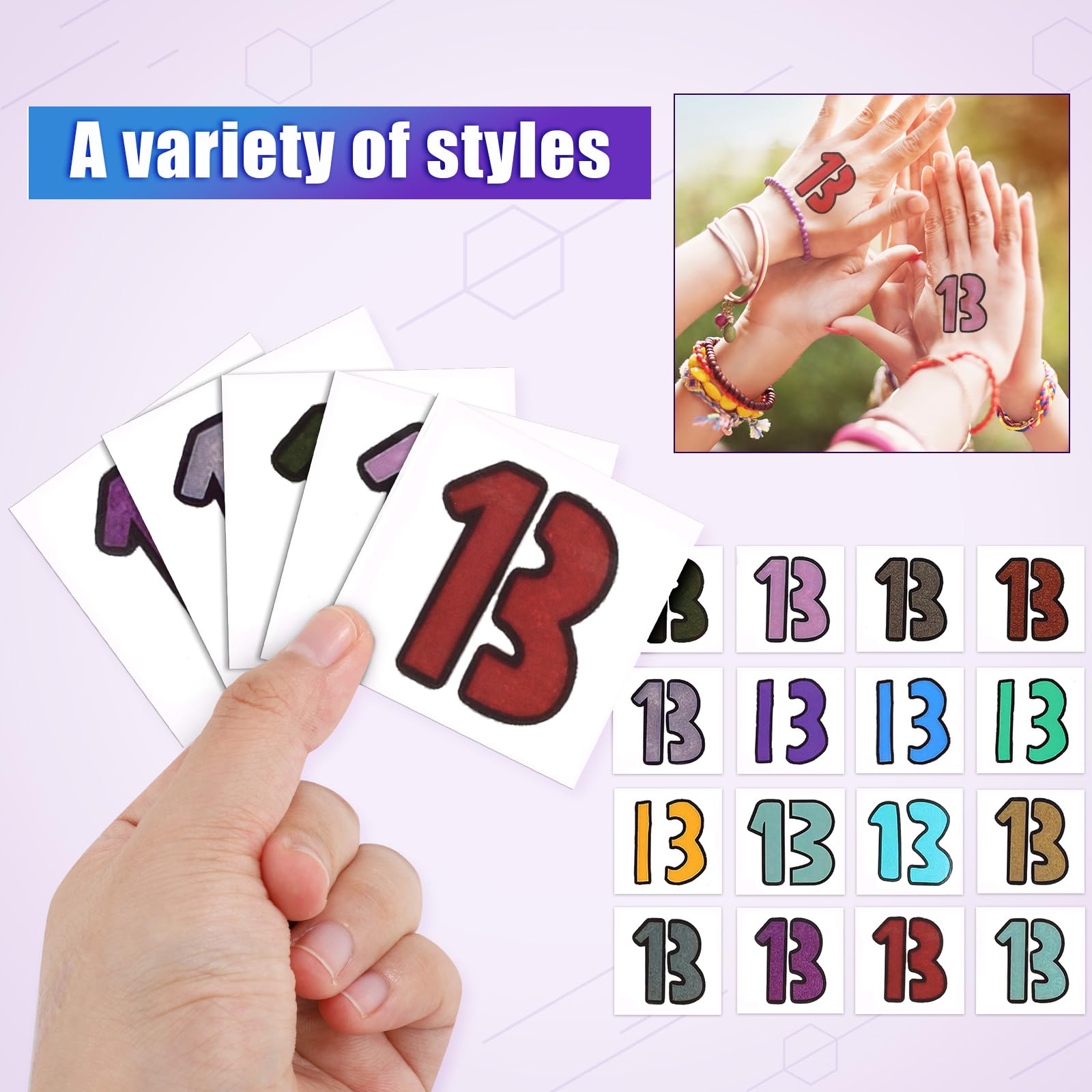32pcs Number 13 Temporary Tattoos - Waterproof Fake Hand Tattoo Stickers for Women & Girls | Perfect for Concerts, Raves, Parties & Costume Events