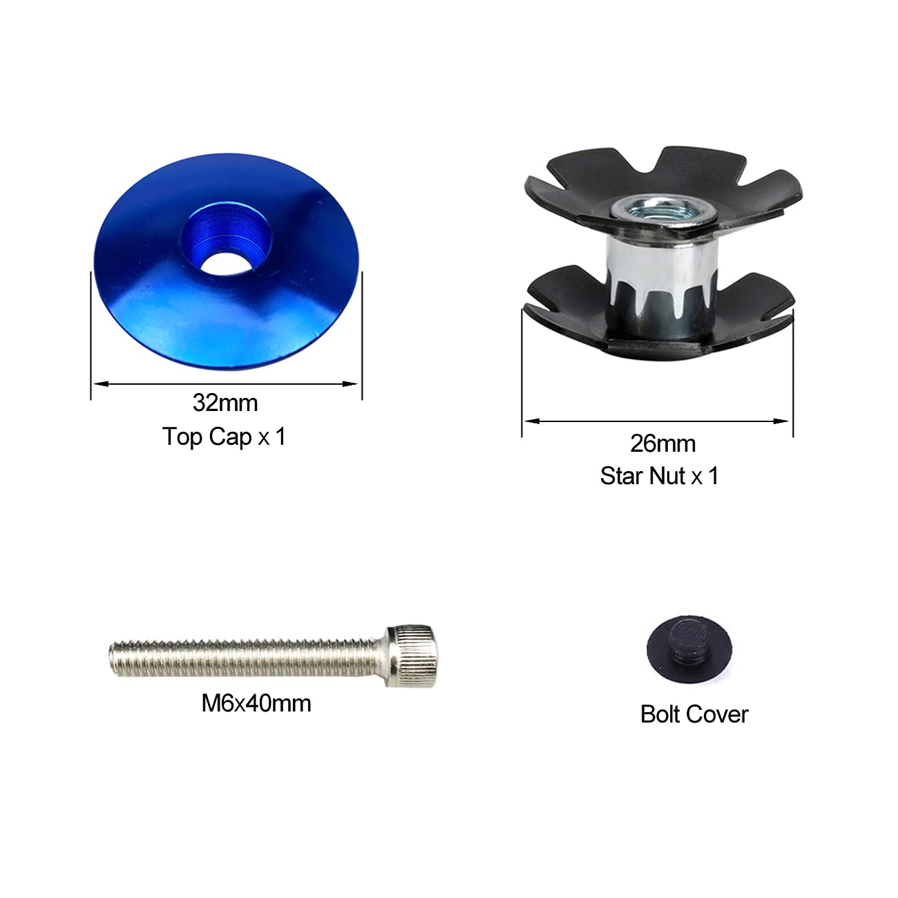 Premium Aluminum Alloy Bike Headset Top Cap with Star Nut - Compatible with 1-1/8