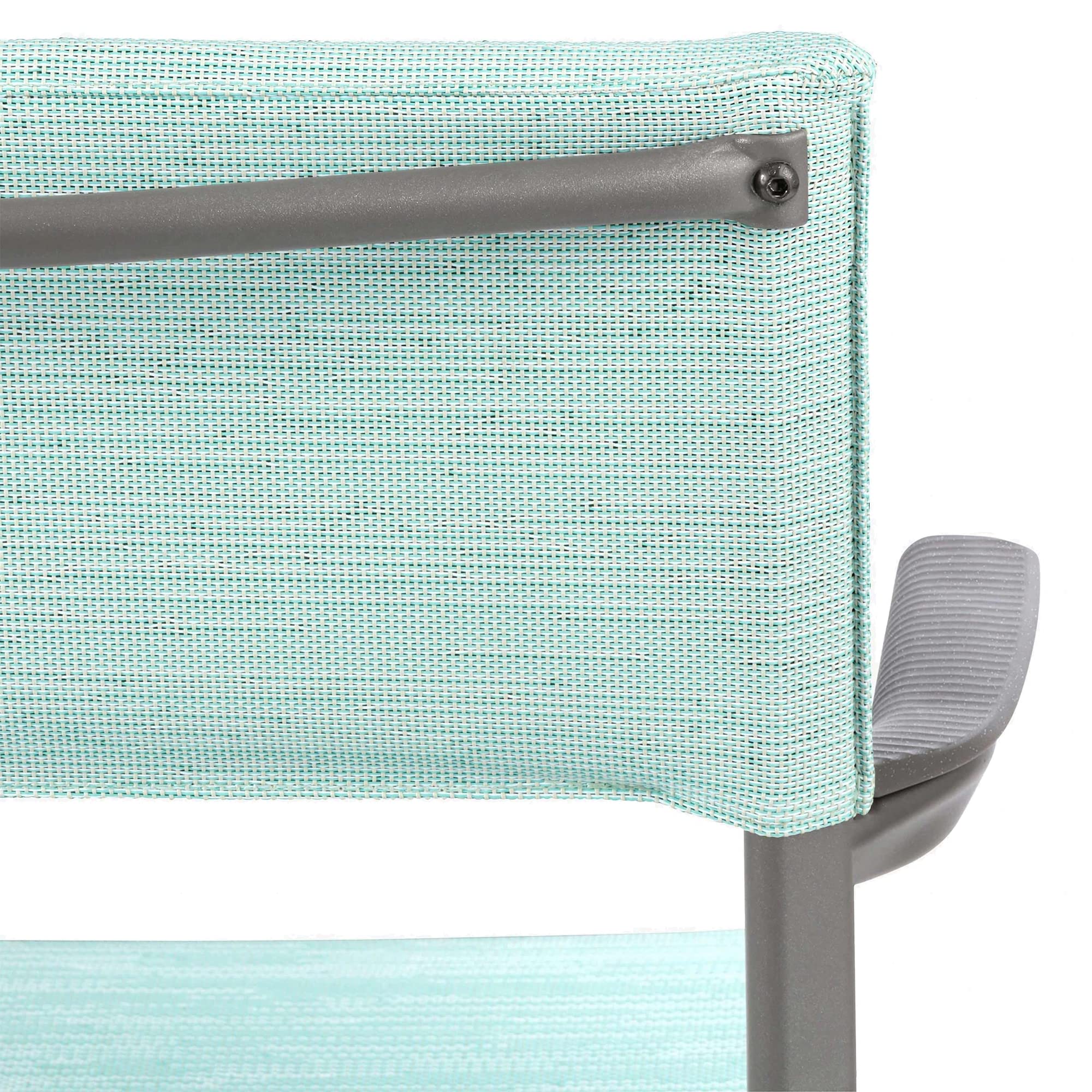 Lafuma ORON Outdoor Dining Armchair Set of 2 - Titanium Frame, Mistral Blue - Perfect for Patio, Garden, Poolside & Backyard Relaxation