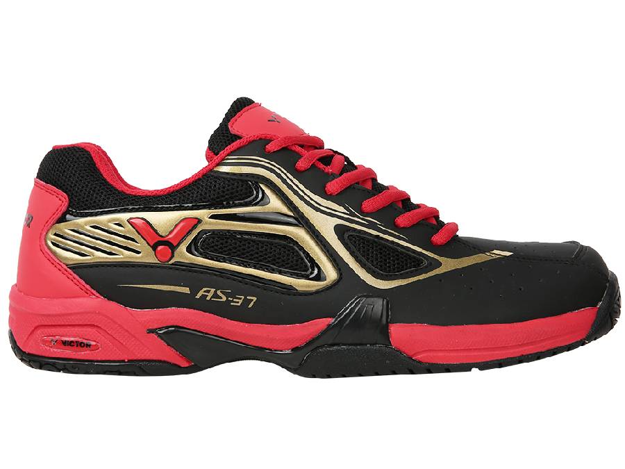 Victor AS 37 Men's Indoor Court Shoes - Black/Red | Basketball, Volleyball & Badminton Shoes for Indoor Sports | Lightweight & Supportive Athletic Footwear