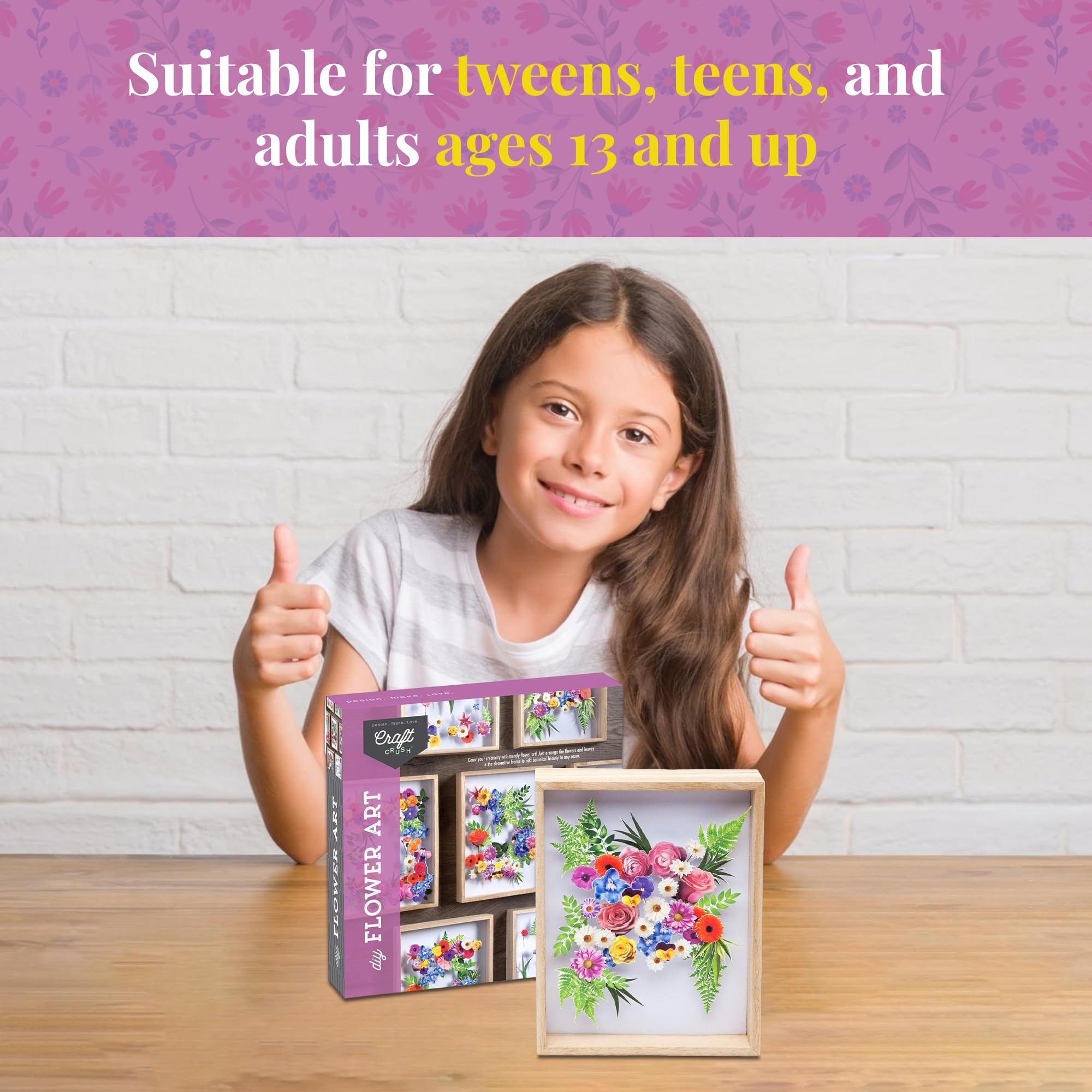DIY Flower Craft Kit for Teens & Adults - Create Stunning Paper Flower Wall Art & Faux Flower Terrarium - Includes Precut Paper Flowers & Glue - Perfect for Home Decor, Gift Giving & Creative Relaxation