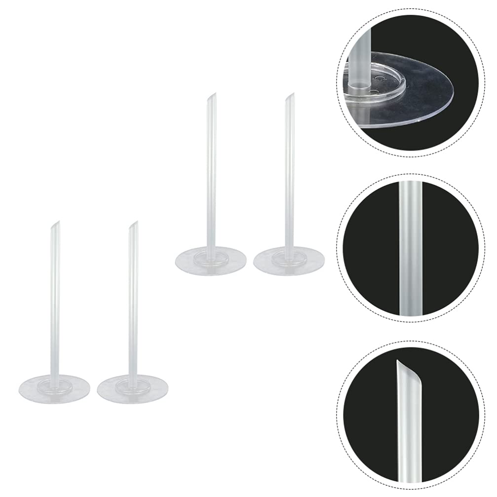 Cabilock 4-Piece Clear Plastic Cake Stand Set - Mini Ice Cream Cake Holders, Cake Separators & Stackable Display Stands for Dessert Shops, Bakeries & Home Baking (White)