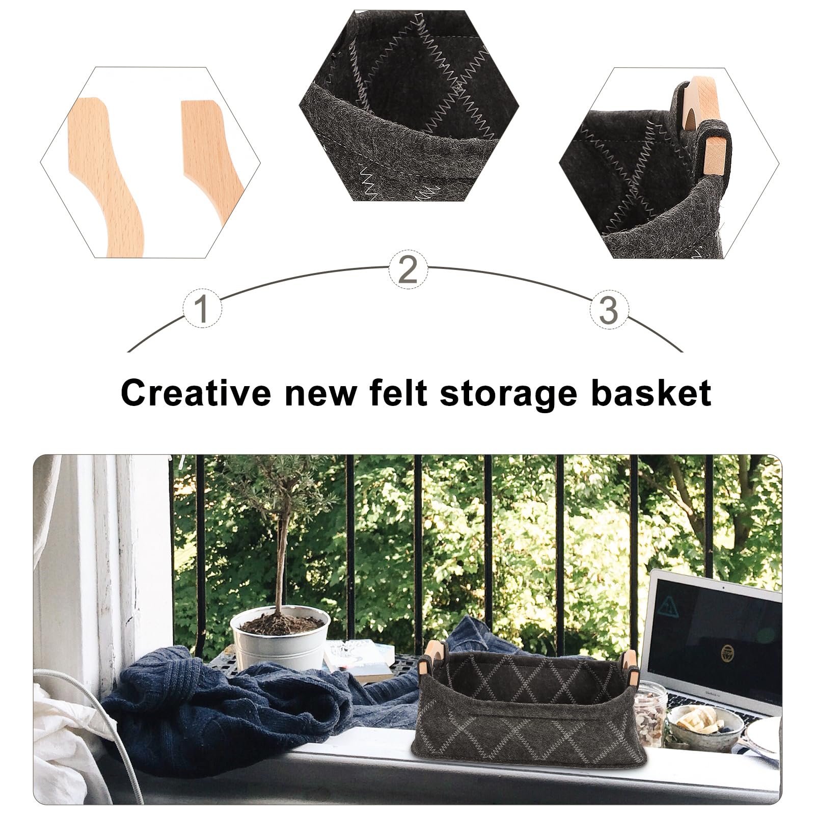 Felt Storage Cube Bin - Collapsible Organizer for Desk, Shelf & Toys