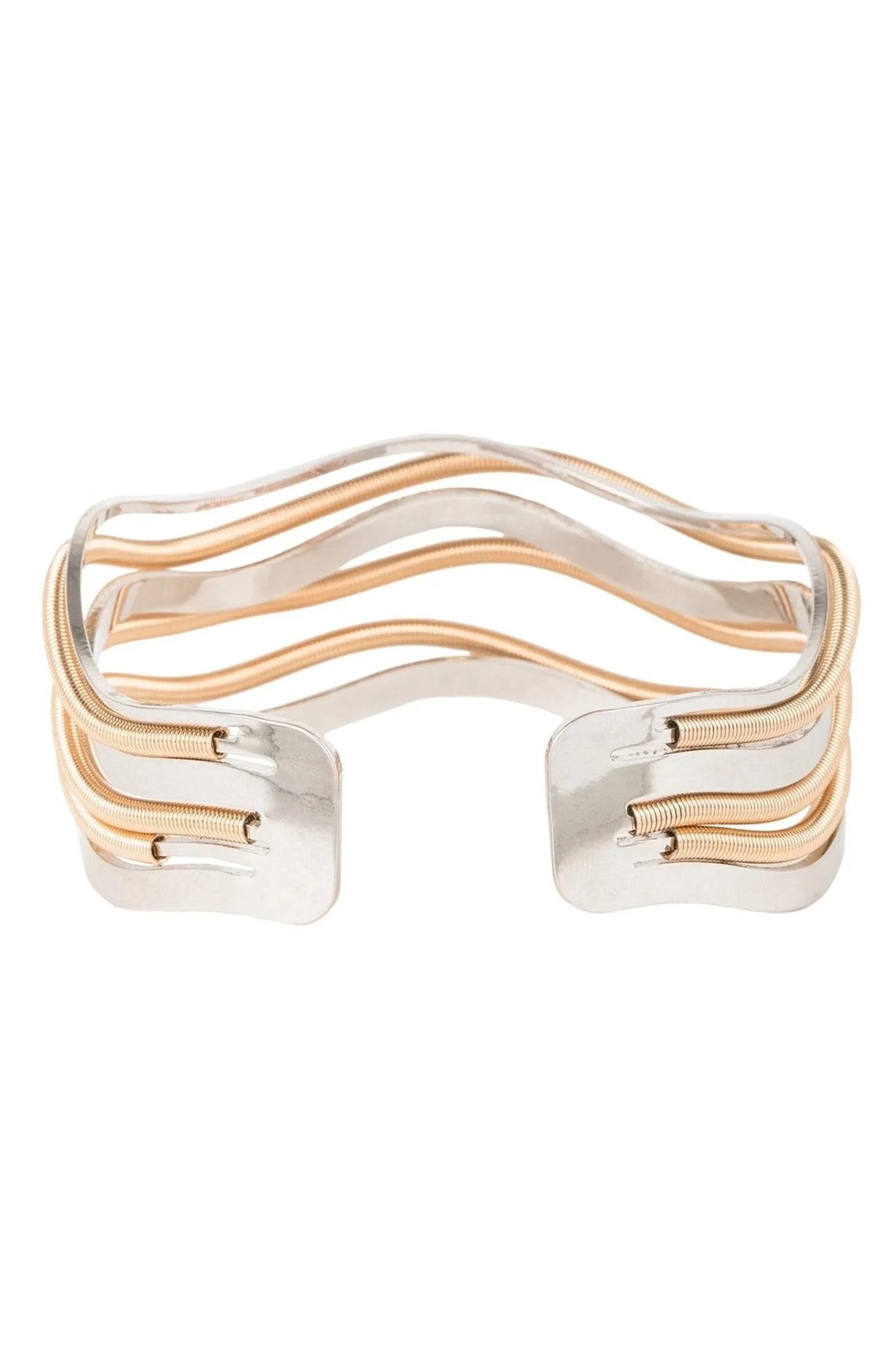 Two Tone Cable Cuff Bracelet for Women - Trendy Adjustable Bangle for Everyday Wear & Fashion Accessories - Perfect for Office, Date Night & Casual Outfits