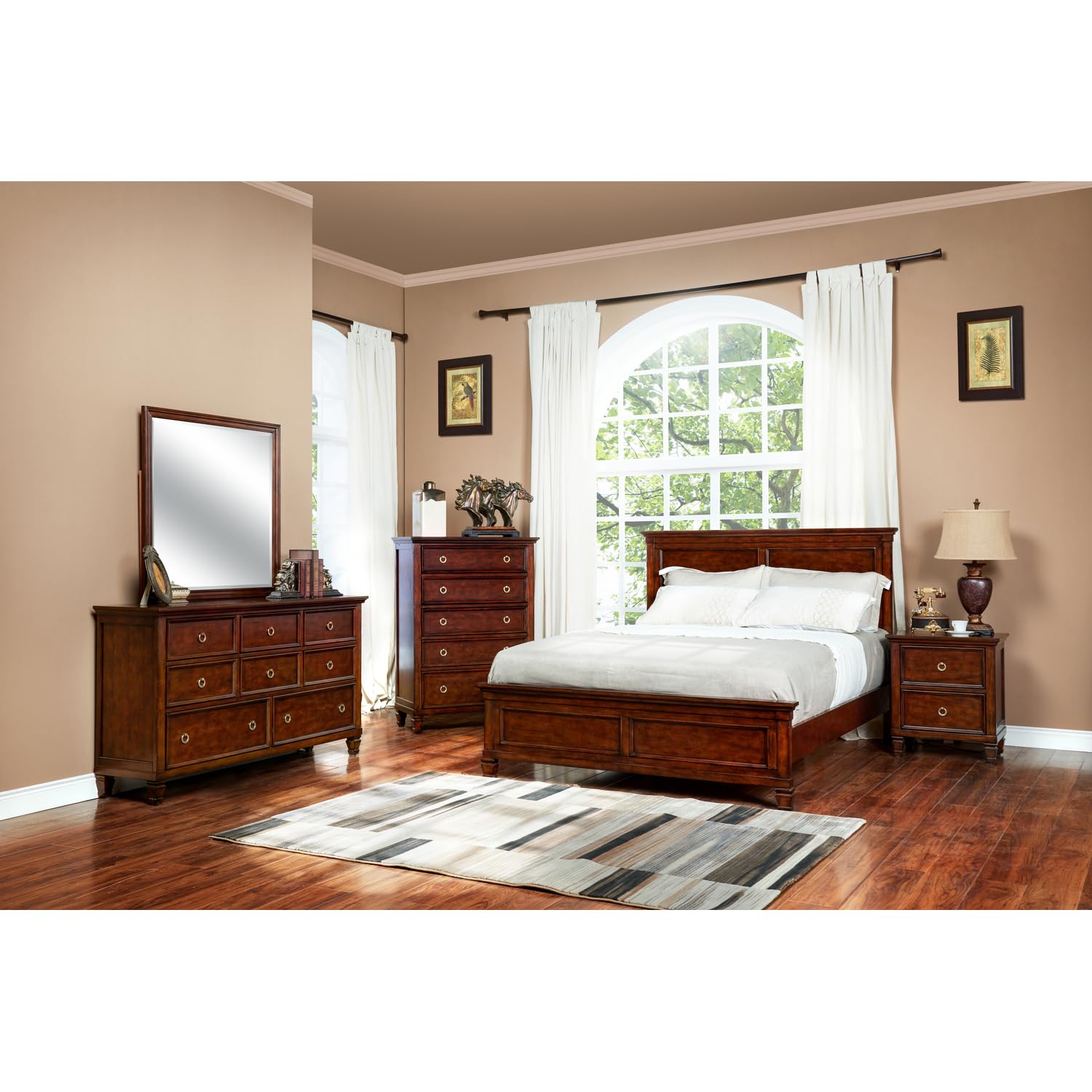 Tamarack Wood 2-Drawer Nightstand - Classic Brown Cherry Bedside Table for Bedroom | Rustic Wooden Nightstand with Storage Drawers | Perfect for Small Spaces & Apartment Living