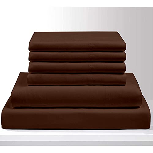Non-Stick Cotton Twin Size Sheet Set - 4 Piece Bedding Set with Deep Pockets for Easy Fit - Chocolate Brown Twin Sheets - Perfect for Kids' Rooms, Dorms & Guest Beds