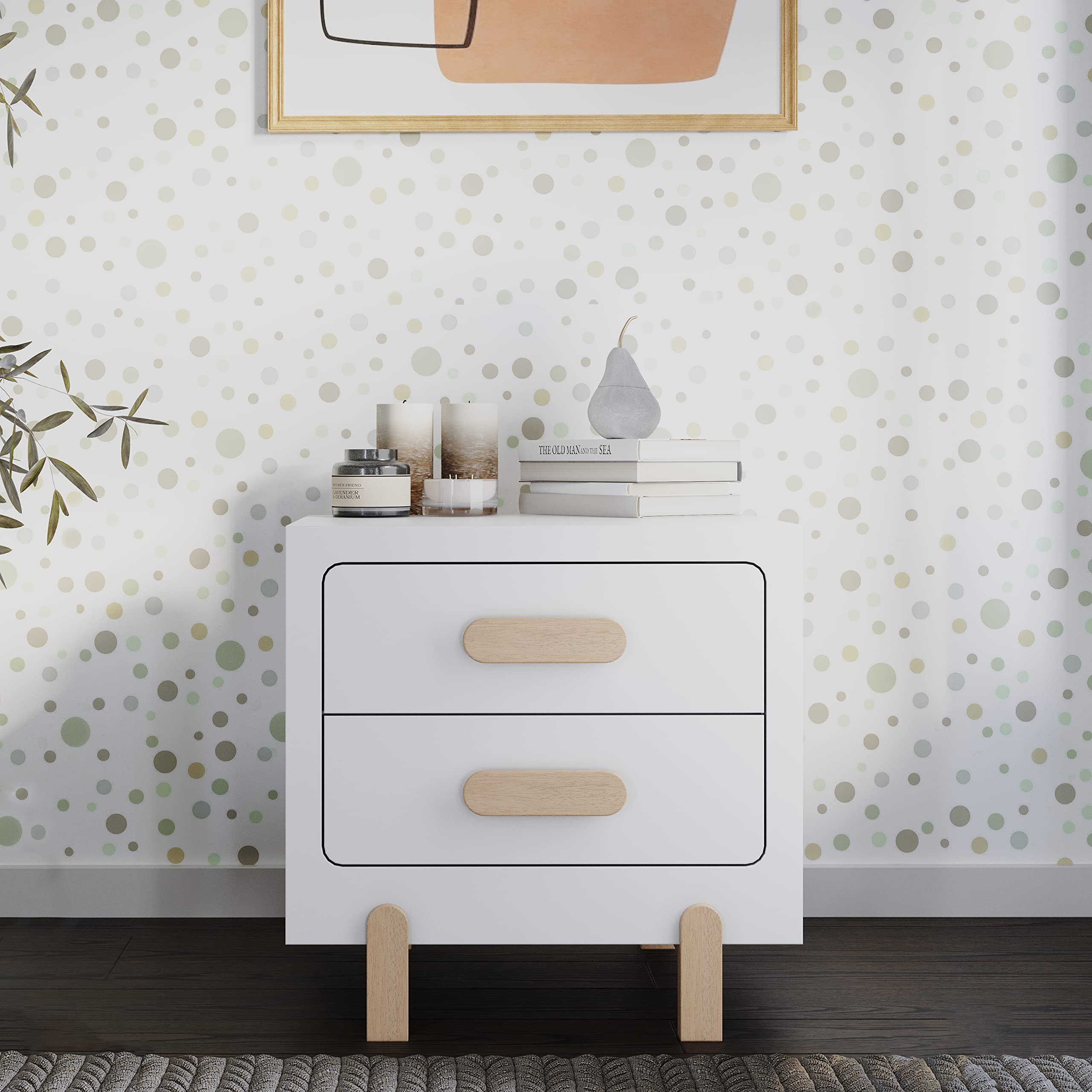 Child Craft Park Heights 2-Drawer Nightstand - Sturdy Pinewood Nursery & Bedroom Side Table with Large Storage | Made in USA | Fully Assembled Matte White | Perfect for Kids' Rooms, Guest Bedrooms & Small Spaces