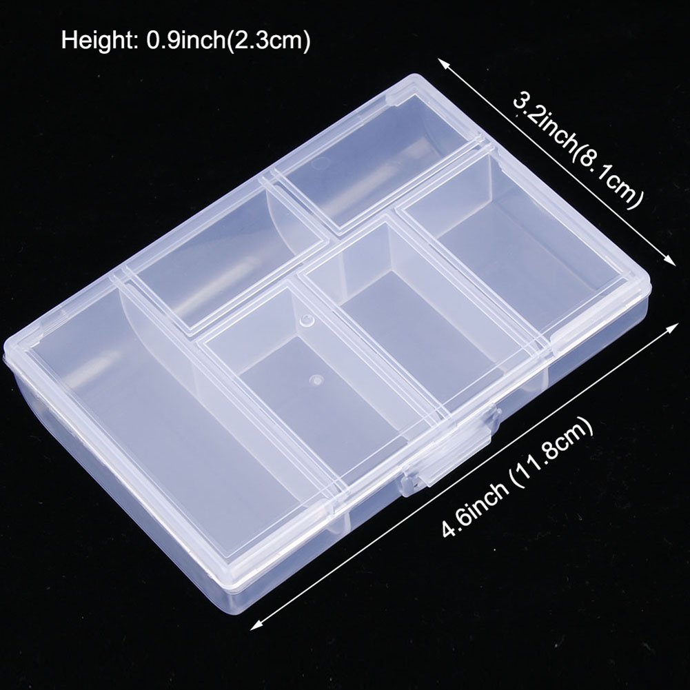 2 Pack Clear Plastic Jewelry Organizer Boxes with 6 Grid Dividers - Perfect for Earrings, Rings, Necklaces & Small Accessories Storage - Ideal for Travel, Home & Retail Display