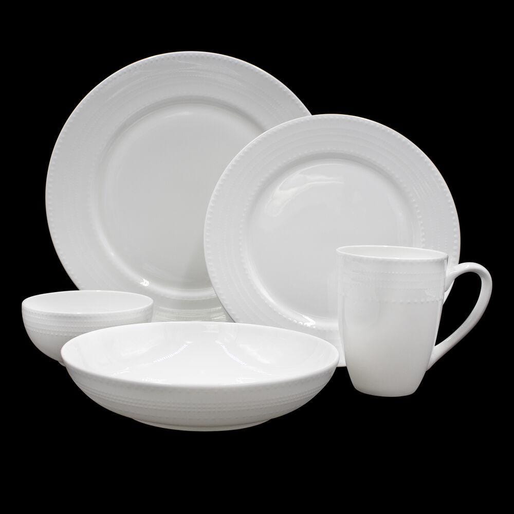 Annabel 40-Piece Dinnerware Set - Service for 8 People, Porcelain Dinner Plates, Bowls & Cups - Elegant Tableware for Family Dinners, Parties & Holiday Entertaining