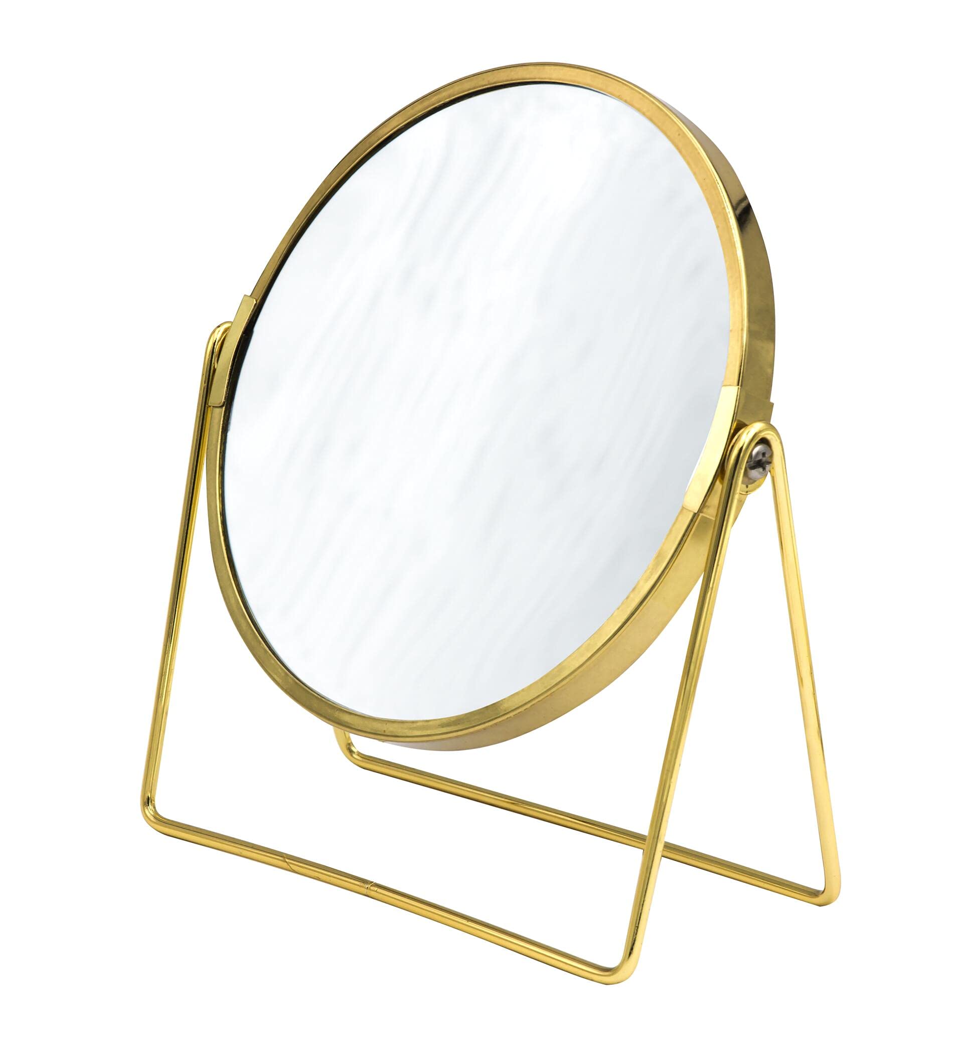 RIDDER Gold 5X Magnified Makeup Mirror - Adjustable Standing Cosmetic Mirror with LED Lights for Vanity, Dressing Table & Travel | Modern Beauty Essential for Home & Professional Use