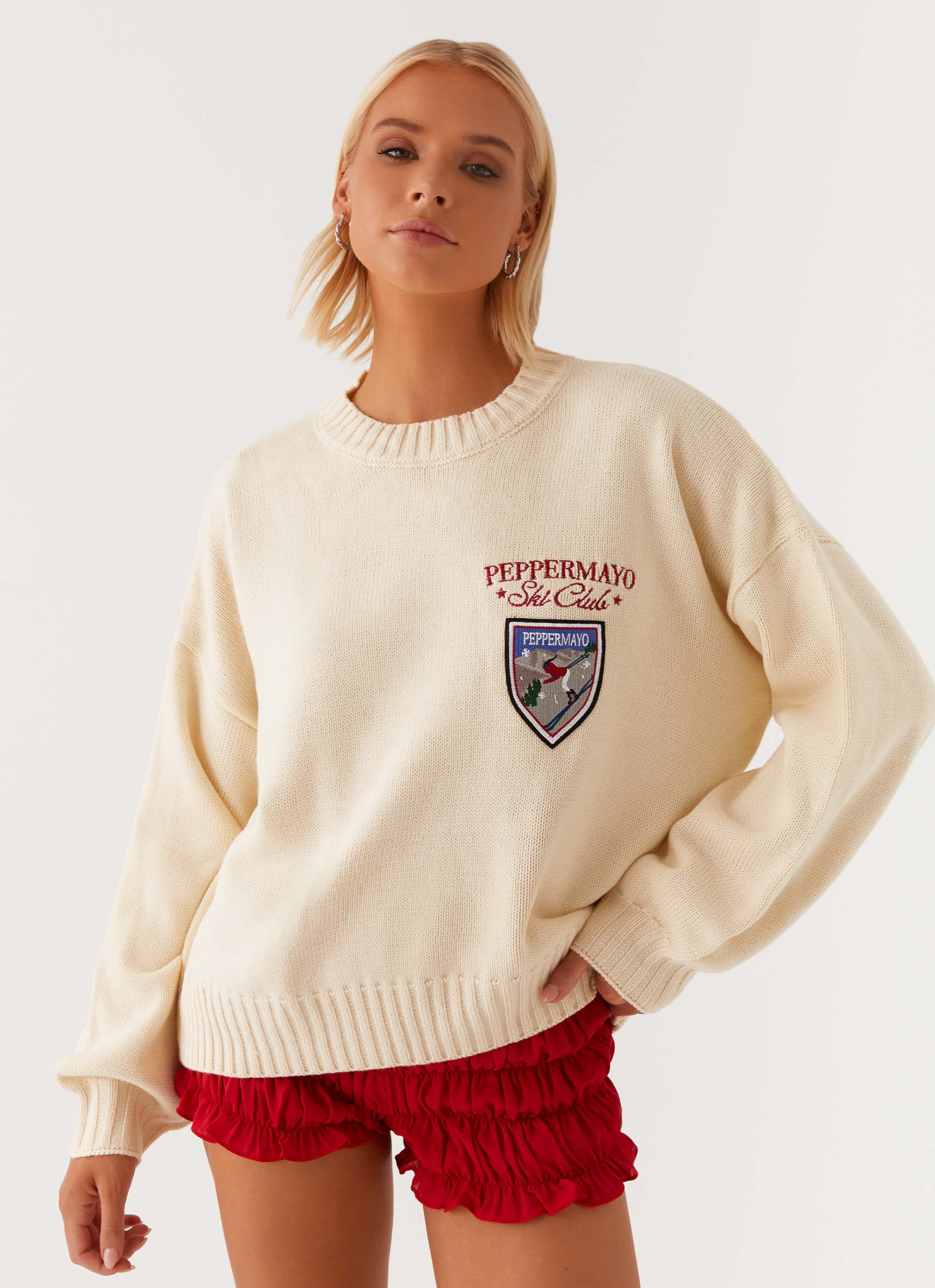 Cozy Oversized Knit Sweater for Women - Ivory Winter Pullover | Perfect for Apres Ski, Christmas & Casual Outfits