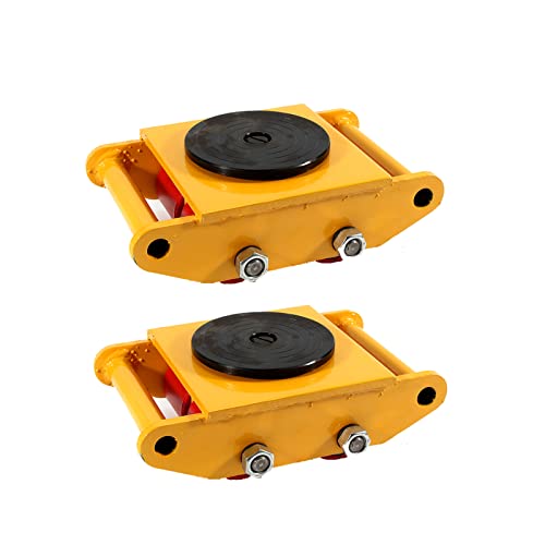 2-Pack 6T Industrial Machine Skates with Steel Rollers & 360° Rotation - Heavy Duty Shipping Container Wheels for Equipment Moving | USA Stock | Perfect for Warehouse Relocation & Factory Machinery Transport