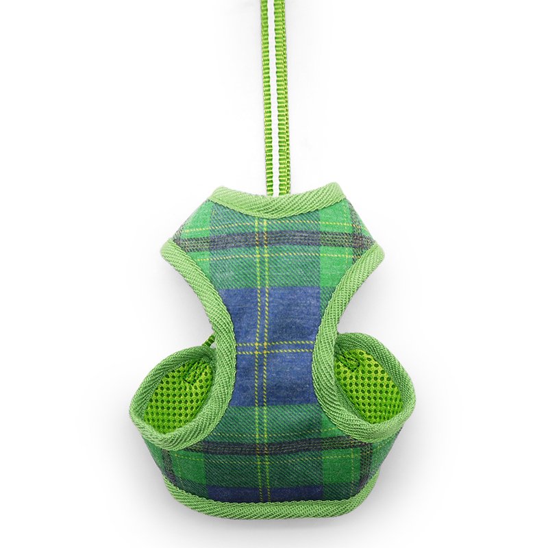 EasyGO Plaid Green Dog Harness - Adjustable & Reflective for Small to Medium Dogs - Perfect for Walking, Running & Outdoor Adventures