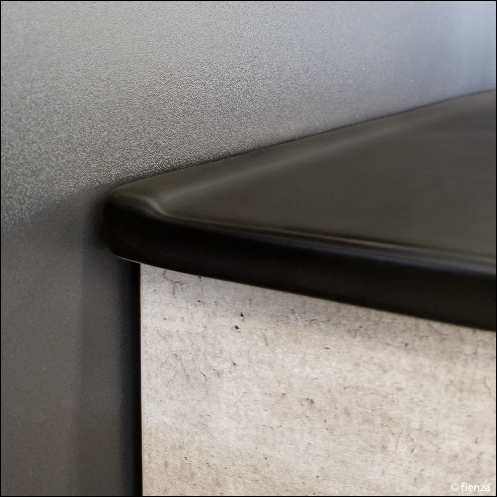 Fienza TCLB75XL 750mm Dolce Matte Black Wall Mounted Bathroom Vanity with Left Drawers - Modern Industrial Style for Small Bathrooms & Powder Rooms