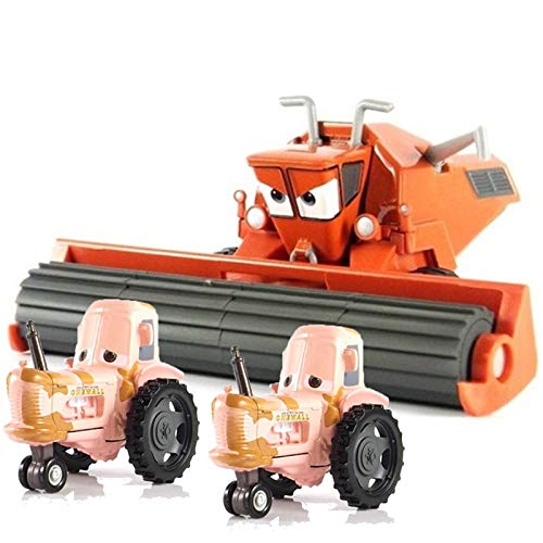 Leotoy 3-Pack Cars Movie Diecast Toy Vehicles - Frank Harvester & 2 Tractors 1:55 Scale for Kids | Speed Racer Collection | Playtime, Gift & Display Scenes