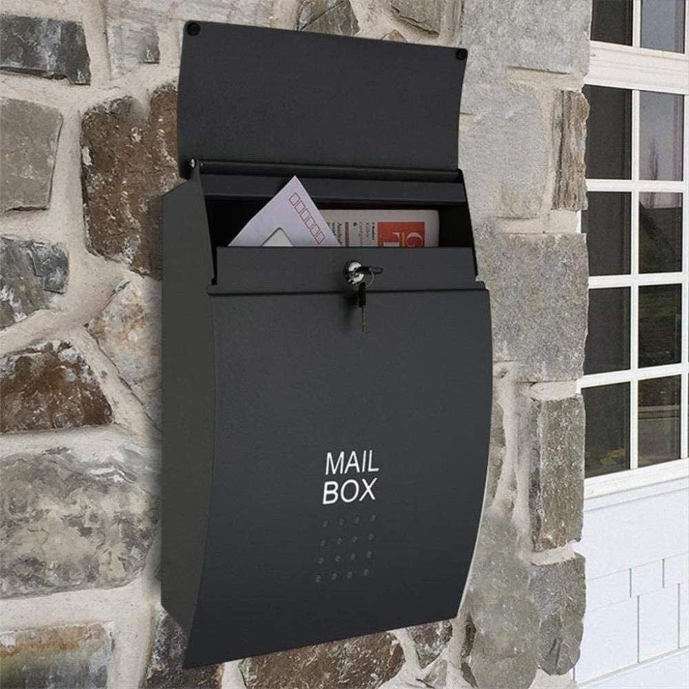 Modern Wall Mount Locking Mailbox - Indoor/Outdoor Universal Vertical Mounted Mail Box in White or Black - Perfect for Home, Apartment & Office Security
