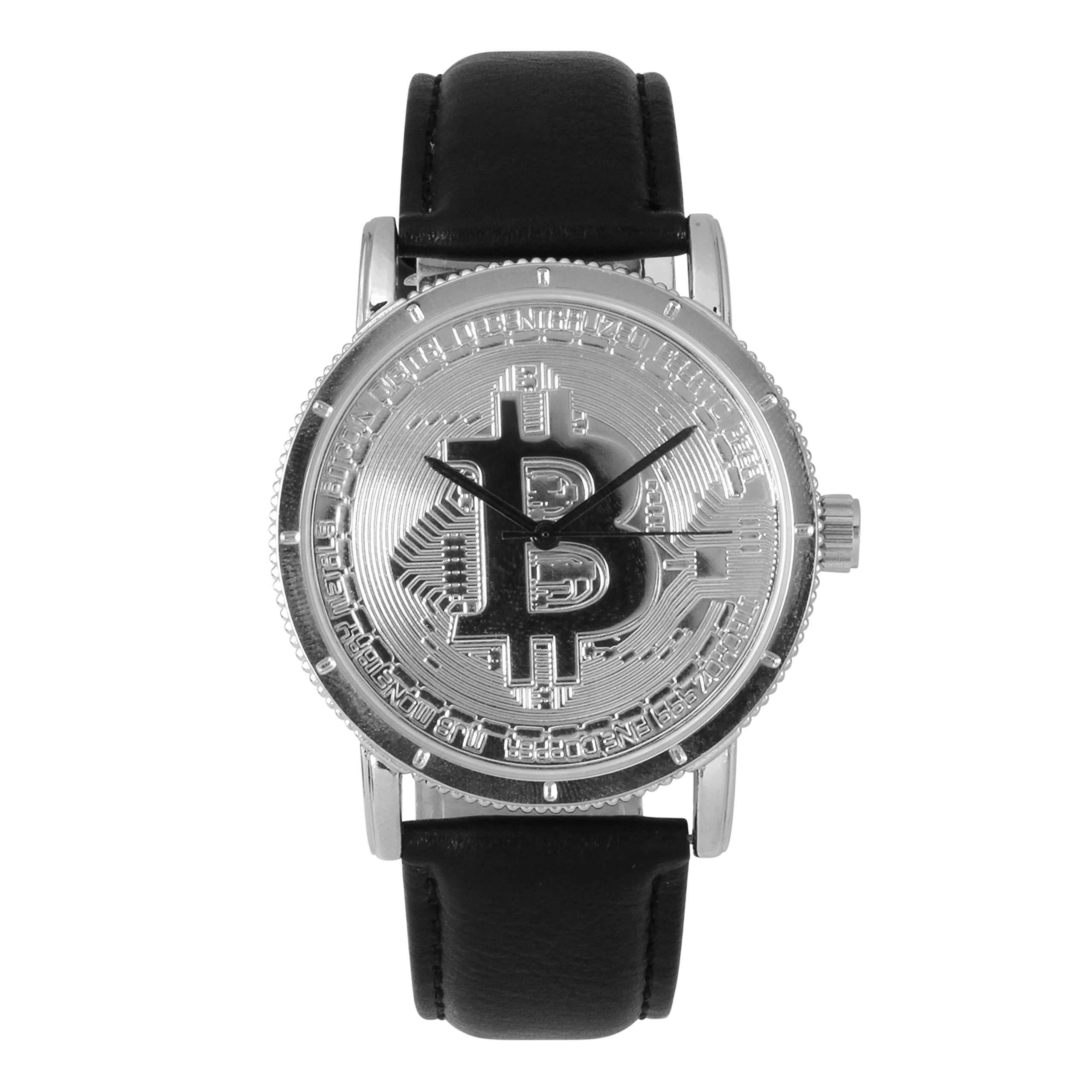 Men's Bitcoin Watch - 40mm Gold Leather Strap Quartz Watch for Crypto Enthusiasts & Gifts