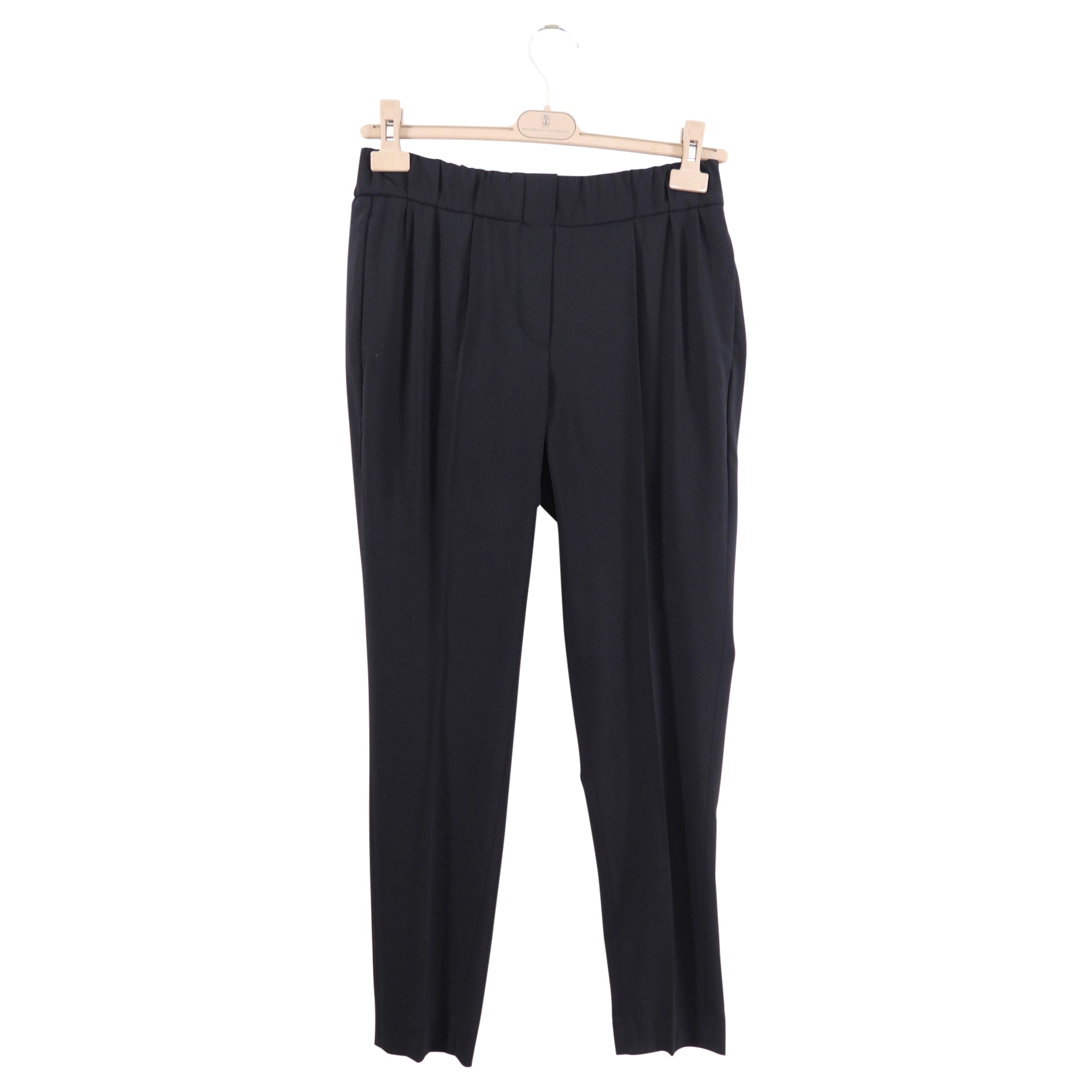 Brunello Cucinelli Black Wool Pants for Women with Copper Monili Bead Trim - Size S (4/6) | Elegant Office Wear & Evening Cocktail Attire