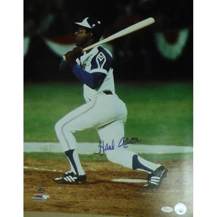 Hank Aaron Autographed 16x20 Framed Photo with JSA COA - Atlanta Braves & Milwaukee Brewers Legend - Perfect for Sports Memorabilia Collections, Man Cave Decor, and Baseball Fan Gifts
