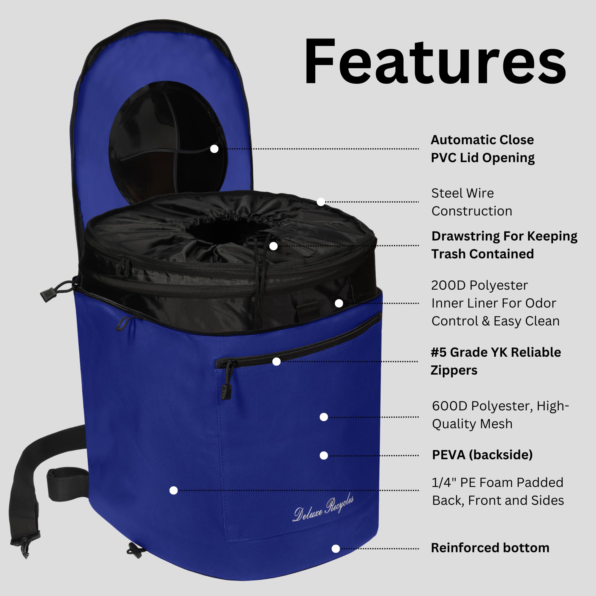 **Collapsible 8 Gallon Portable Trash Can for Boating, Camping, Kayaking & Fishing - Durable & Waterproof with Inner Bin - Ideal for Beach, Hiking, RV & Boat Accessories (Blue)**    *Perfect for outdoor adventures, picnics, road trips, and keeping your boat or campsite clean!*