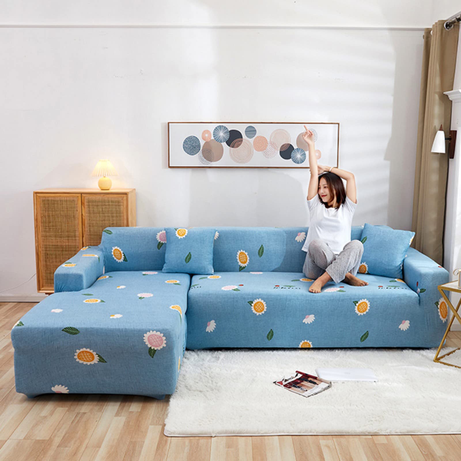 Printed Sofa Slipcover - Stain Resistant Furniture Protector for Sectional Couch, 1 Seater Chair (35-55