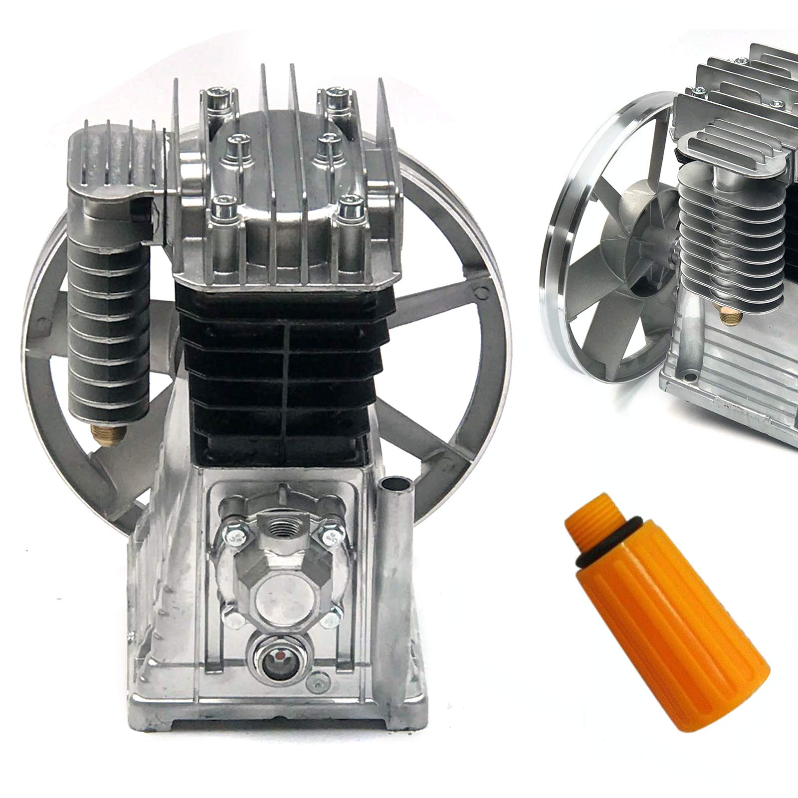 3HP 8.8CFM Single Stage Twin Cylinder Air Compressor Pump - Aluminum Head Piston Style Splash Lubrication for DIY, Auto Repair & Industrial Use