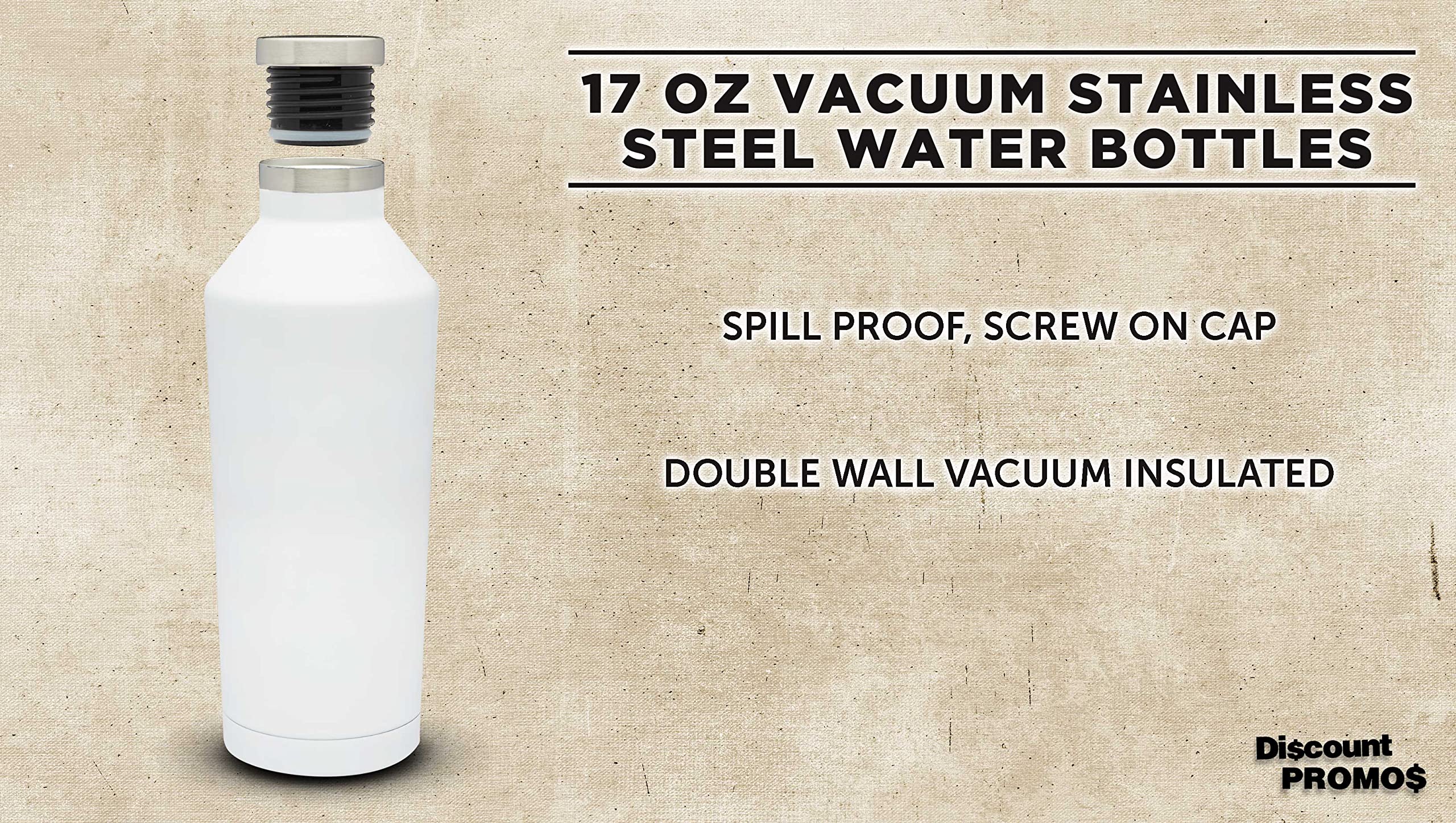 Premium 17oz Stainless Steel Water Bottles Set of 6 - Double Wall Vacuum Insulated for Hot & Cold Drinks - Bulk Pack White Bottles for Office, Gym, Camping & Outdoor Activities