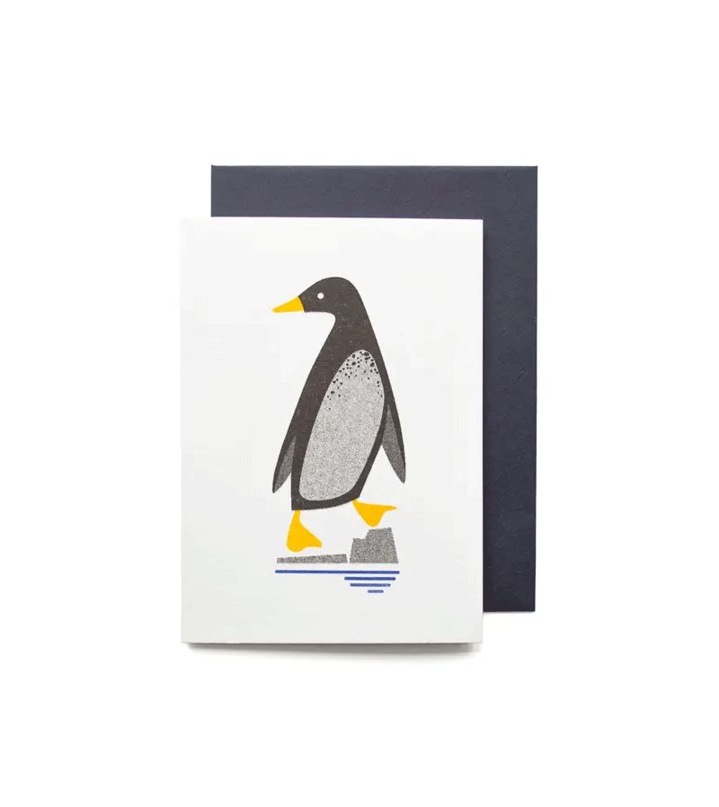 Bobbie Print Penguin Mini Card - Cute Animal Greeting Cards for Birthdays, Holidays & Special Occasions