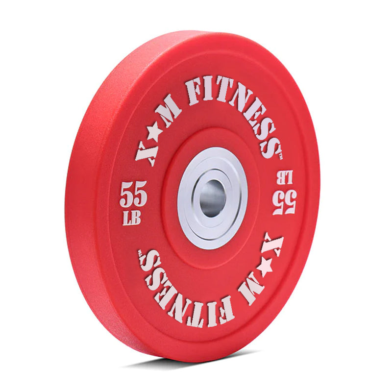 XM Fitness 320lbs Urethane Bumper Plate Kit - Olympic Weight Plates for CrossFit, Powerlifting & Home Gym Workouts